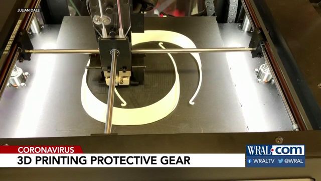 Duke engineer making face shields in Beaufort
