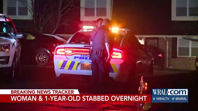 1-year-old child, woman hospitalized after overnight stabbing