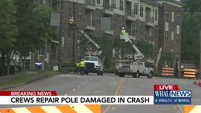 Raleigh neighborhood wakes up to power outages, road closures, 12 hours after crash
