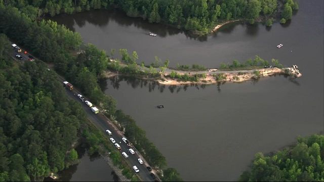Sky 5 over water rescue at Falls Lake