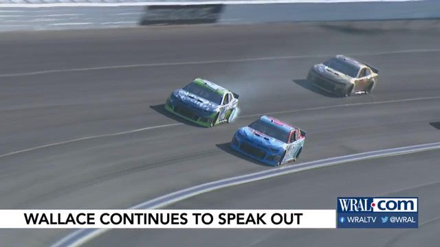 NASCAR driver Bubba Wallace speaks in Zoom call