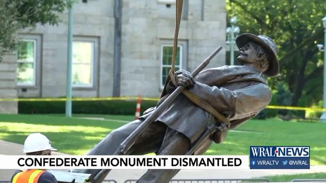 Confederate solider statue comes down in downtown Raleigh