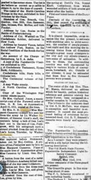 Raleigh newspaper that mentions a time capsule in the Confederate monument