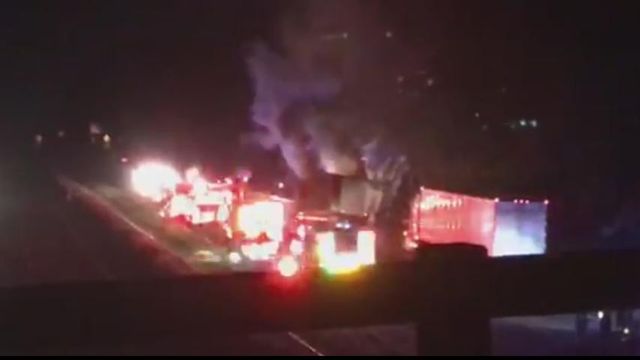 Fiery crash in Orange County with two tractor-trailers
