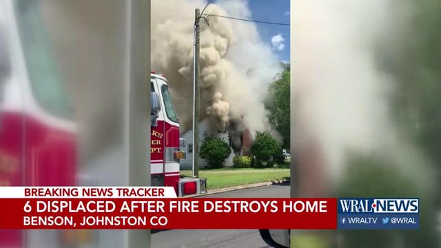 Six displaced after fire destroys home in Benson 