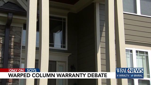 Homeowners want builder to fix warped column problem