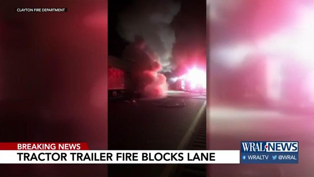 Truck catches fire on US 70 in Clayton