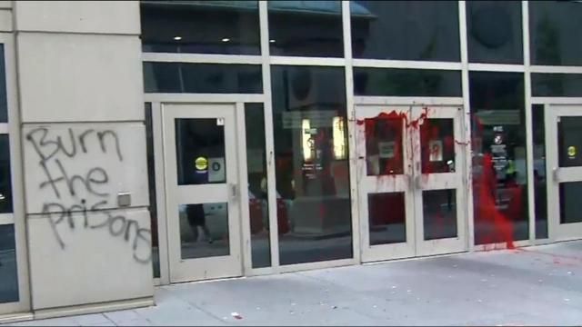Vandalism after downtown Raleigh protest on Aug. 29, 2020