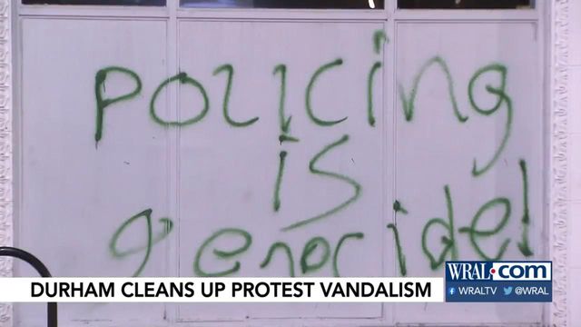 Durham cleans up protest vandalism