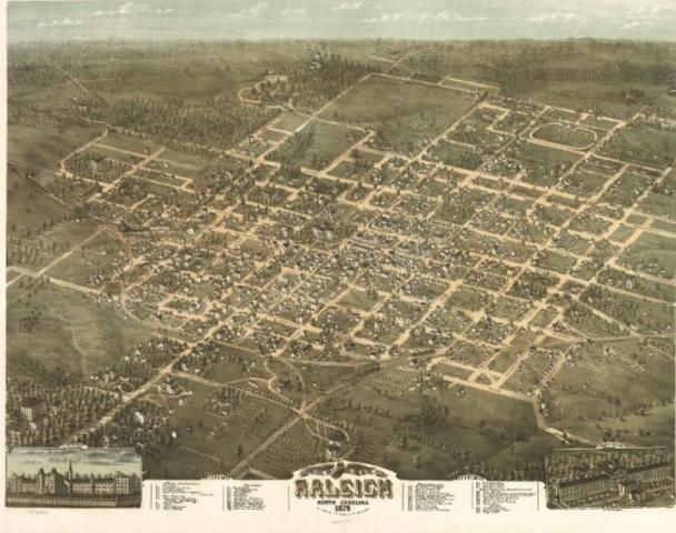 A map showing Raleigh's historic layout.