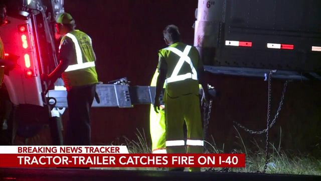 Tractor trailer catches fire on I-40 in Orange County