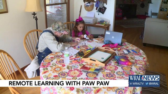 'Paw Paw' helps great-granddaughter with math 