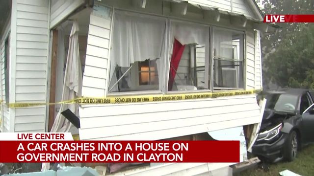 Car plows into Clayton home