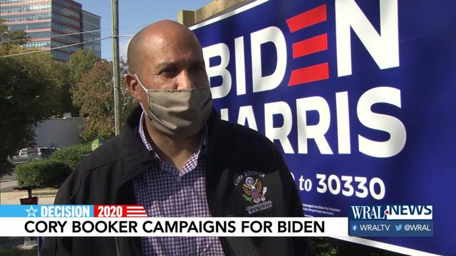 Senator Cory Booker campaigns for Biden in Durham 