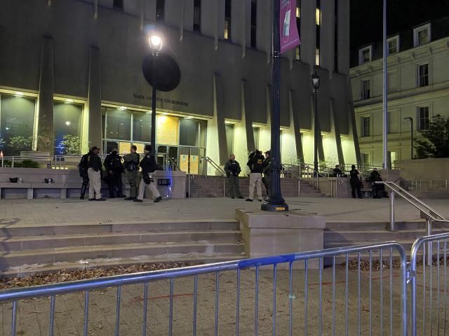 Barricades around courthouse