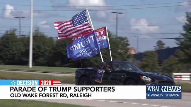 Trump supporters parade through Raleigh with flags, cheers