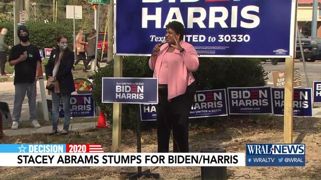 Abrams stumps for Biden-Harris ticket at Raleigh campaign stop
