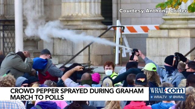 Crowd pepper sprayed during early voting march to the polls