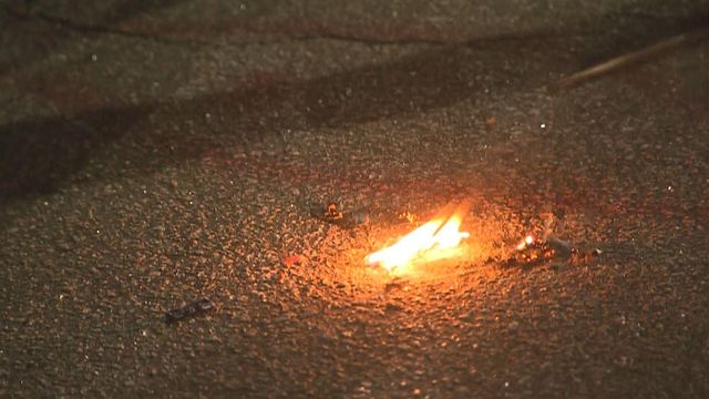 Raw: Firework explodes in downtown Raleigh during election night protest