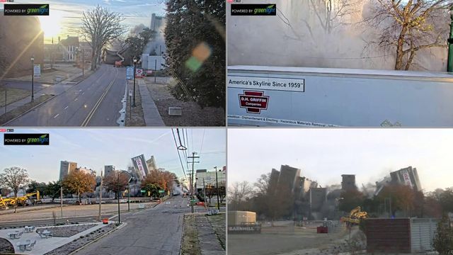 Four angles of Wilson building implosion