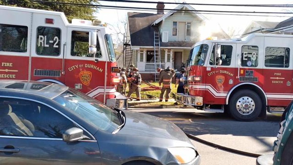 Fire damages two-story home in Durham. 