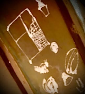 Benson's daughter drew doodles inside the Giant Acorn when she was 11.