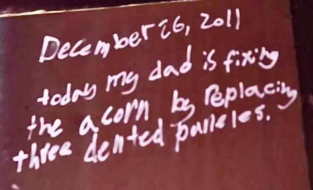 Benson's daughter drew doodles inside the Giant Acorn when she was 11.
