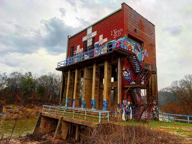 The Carbonton Dam on the Deep River near Sanford was built in the 1920s, as one of CP&L's first power stations. 