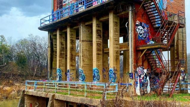 The Carbonton Dam on the Deep River near Sanford was built in the 1920s, as one of CP&L's first power stations. 