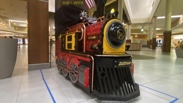 Cary Towne Center train: Closed in a vacant mall.