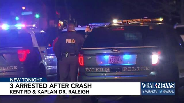 3 arrested after crash in Raleigh
