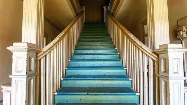 The original Masonic stairwell leading to the meeting room.