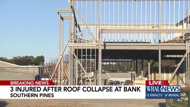 Roof collapses at bank building under construction