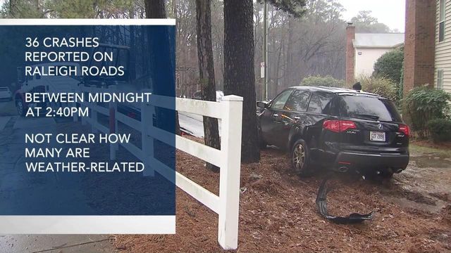 Dozens of crashes reported on Raleigh roads 