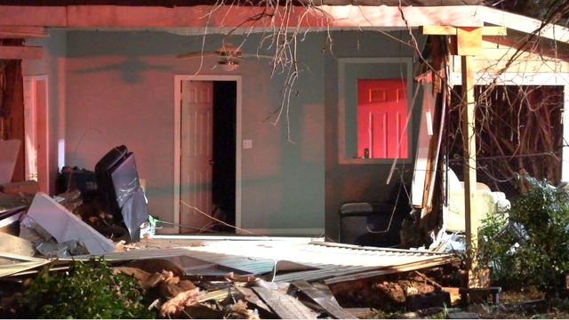 Raw: No one injured when truck slams into Clayton home