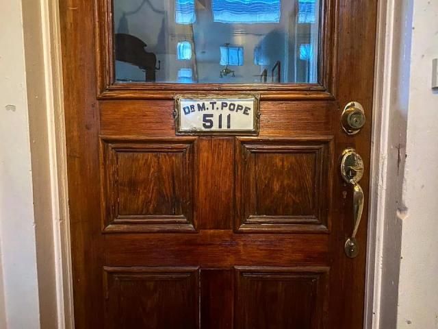 Dr. Pope's front door.