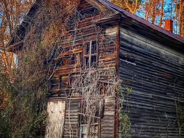 An old structure in New Hill, one of the neighboring small communities around Friendship.