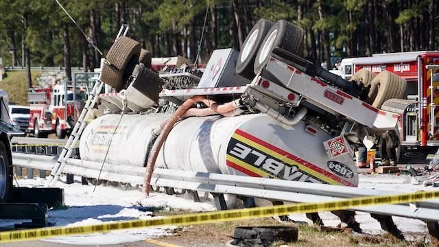 Driver killed after tanker overturns in Smithfield