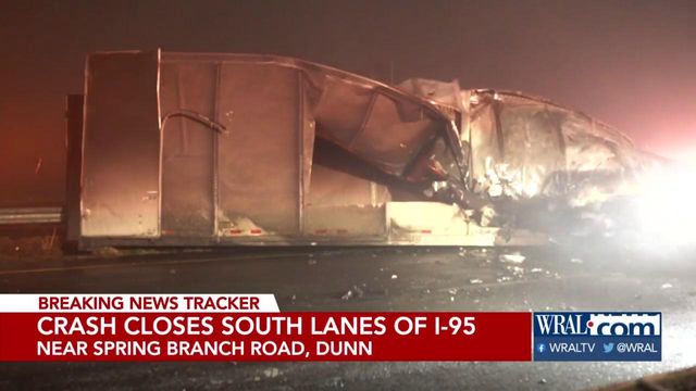 Tractor-trailer crash closes part of I-95 near Dunn