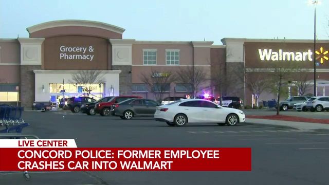 Former employee crashes car into Walmart in Concord
