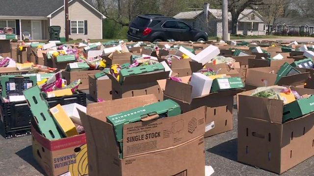 Food boxes draw people from far and wide to Spring Hope church