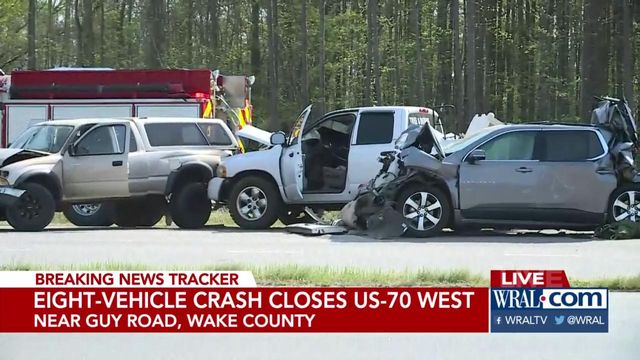 Eight-vehicle crash closes US 70 westbound 