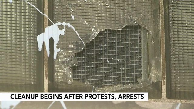Protesters spray graffiti, burn flag and throw eggs as Raleigh PD begins arrests