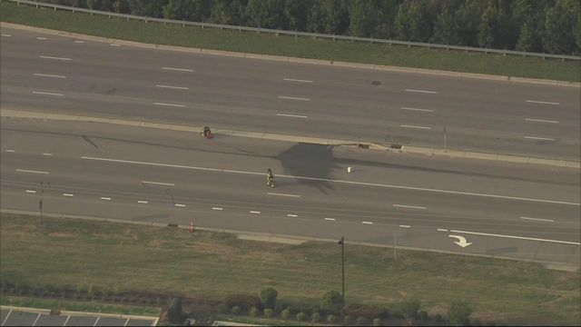 Sky 5 flies over clean-up effort on US 70 in Garner