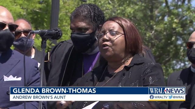 Andrew Brown's family addresses demonstrators in Elizabeth City