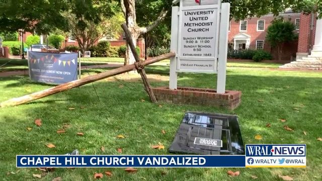 Door displaying 'Black Lives Matter' toppled as Chapel Hill church vandalized