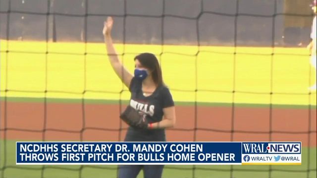 Dr. Mandy Cohen throws first pitch at Durham Bulls home opener 