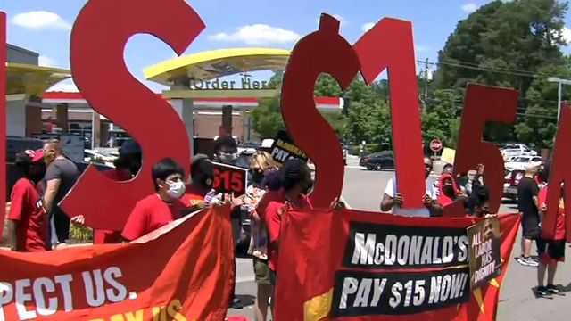 McDonald's workers seek higher pay, health benefits, better PPE