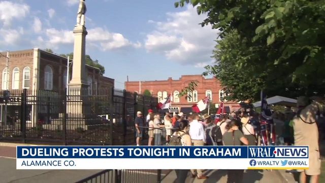 Protestors, counter protestors meet in Graham at Confederate monument