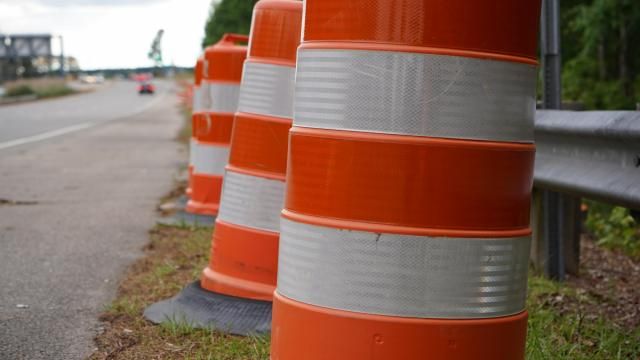 Traffic barrels on I-40 signaling construction in the area. Photo taken May 30, 2021. Traffic barrels on I-40 signaling construction in the area. Photo taken May 30, 2021.